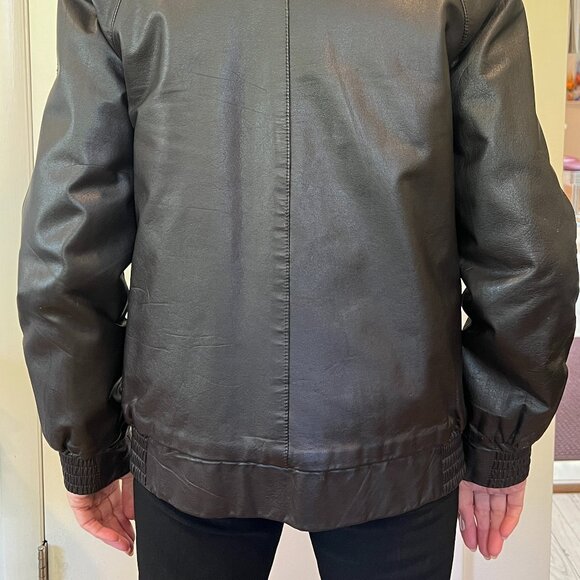 Reversible Dark Brown Leather and Mink Fur Jacket with pockets - Vintage Size 2 - Picture 5 of 11